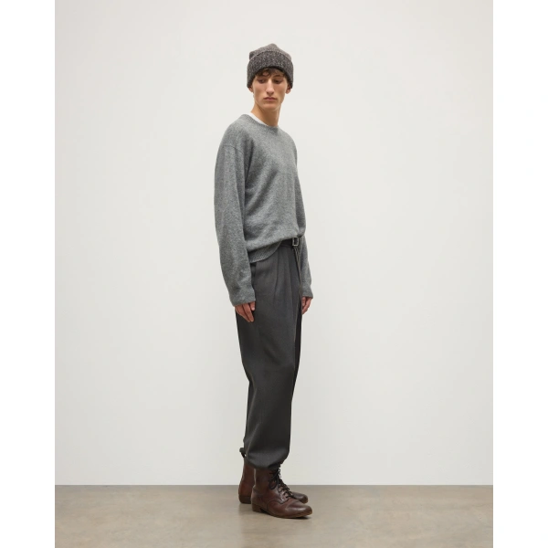 Johnstons of Elgin Paxton Grey Brushed Cashmere-Silk Jumper