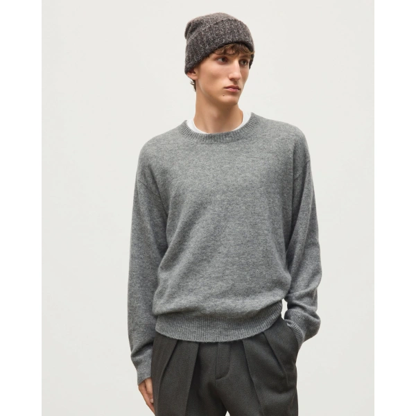 Johnstons of Elgin Paxton Grey Brushed Cashmere-Silk Jumper