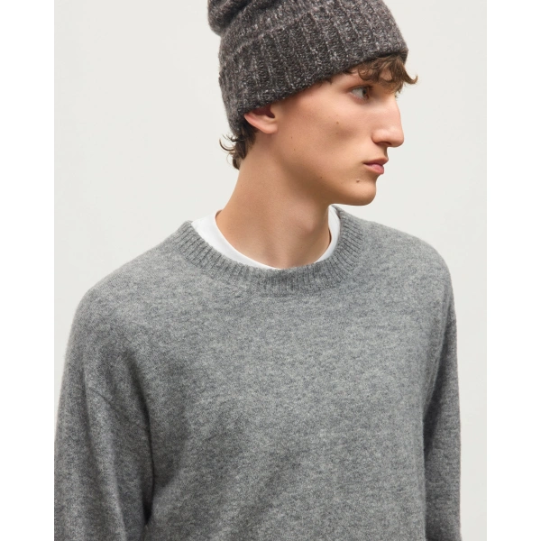 Johnstons of Elgin Paxton Grey Brushed Cashmere-Silk Jumper