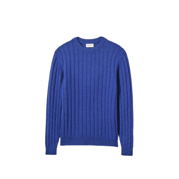 Johnstons of Elgin Peel Blue Cashmere Jumper | Men Knitwear | Coveti