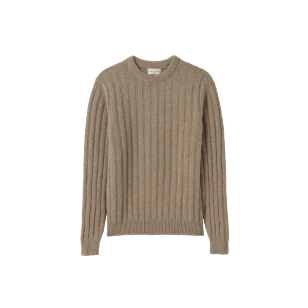 Johnstons of Elgin Peel Light Brown Cashmere Jumper | Men Knitwear | Coveti