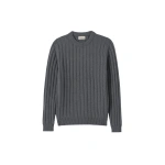 Johnstons of Elgin Peel Mid Grey Cashmere Jumper | Men Knitwear | Coveti