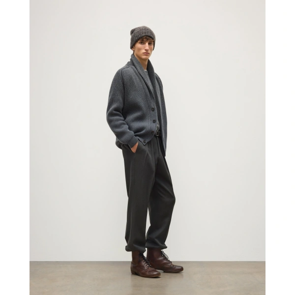 Johnstons of Elgin Pioneer Grey Shawl Collar Cashmere Cardigan