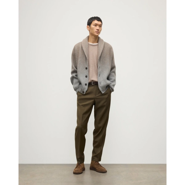 Johnstons of Elgin Pioneer Light Brown to Grey Shawl Collar Cashmere Cardigan