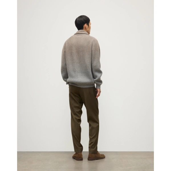 Johnstons of Elgin Pioneer Light Brown to Grey Shawl Collar Cashmere Cardigan