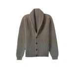 Johnstons of Elgin Pioneer Light Brown to Grey Shawl Collar Cashmere Cardigan | Men Knitwear | Coveti