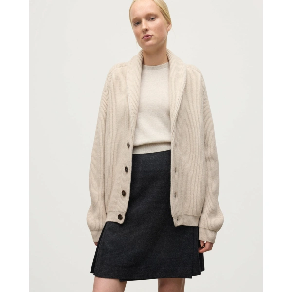 Johnstons of Elgin Pioneer Natural Shawl Collar Cashmere Cardigan