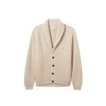 Johnstons of Elgin Pioneer Natural Shawl Collar Cashmere Cardigan | Cardigan | Coveti