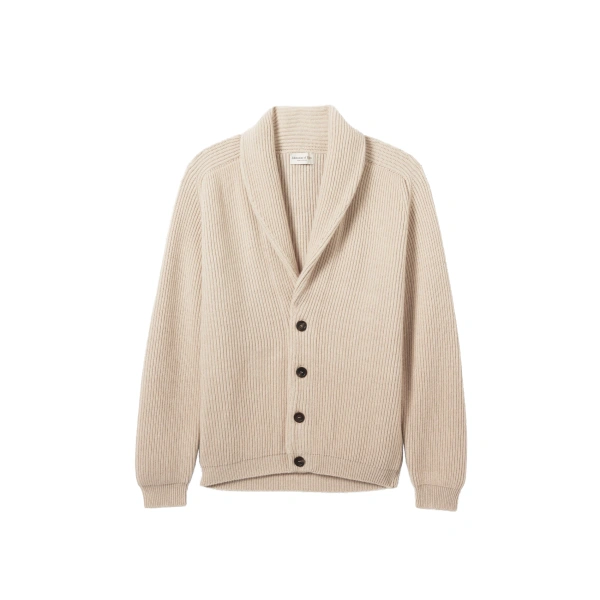 Johnstons of Elgin Pioneer Natural Shawl Collar Cashmere Cardigan | Men Knitwear | Coveti
