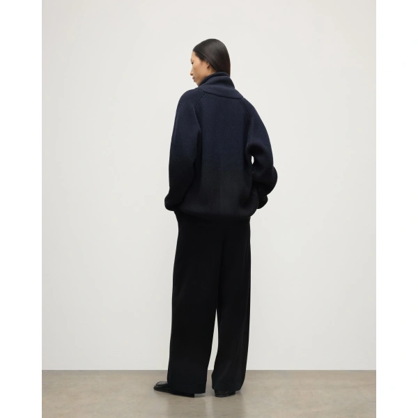 Johnstons of Elgin Pioneer Navy to Black Shawl Collar Cashmere Cardigan