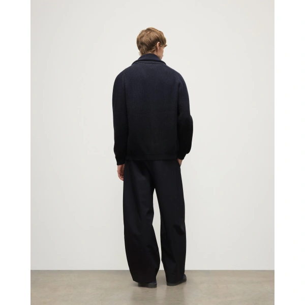 Johnstons of Elgin Pioneer Navy to Black Shawl Collar Cashmere Cardigan