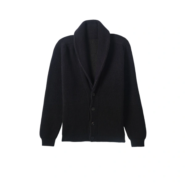 Pioneer Navy to Black Shawl Collar Cashmere Cardigan