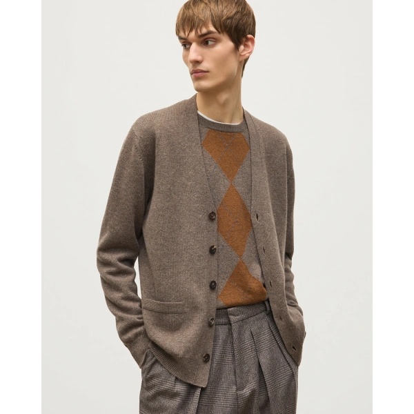 Johnstons of Elgin Redpath Brown Cashmere Cardigan