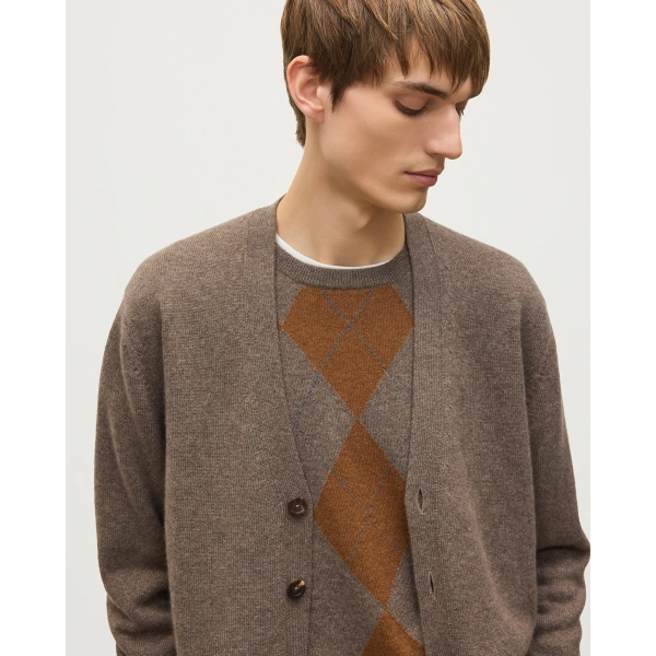 Johnstons of Elgin Redpath Brown Cashmere Cardigan