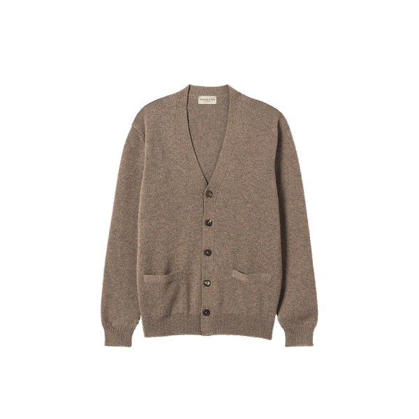 Johnstons of Elgin Redpath Brown Cashmere Cardigan | Men Knitwear | Coveti