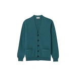 Johnstons of Elgin Redpath Green Cashmere Cardigan | Men Knitwear | Coveti