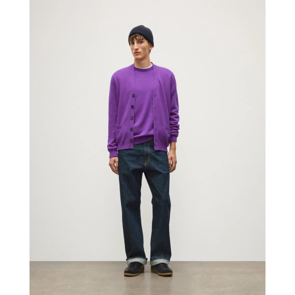 Johnstons of Elgin Redpath Purple Cashmere Cardigan