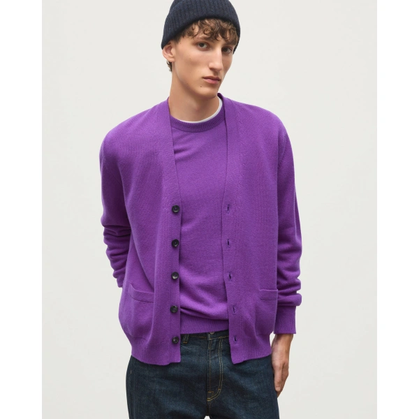 Johnstons of Elgin Redpath Purple Cashmere Cardigan