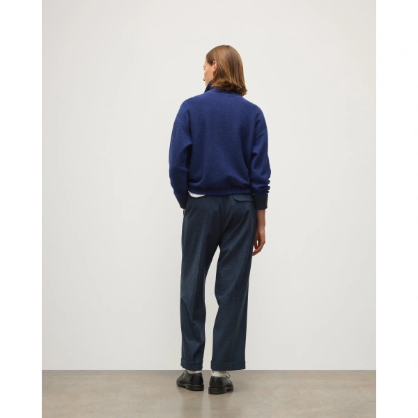 Johnstons of Elgin Reel Blue Cashmere Half Zip Jumper