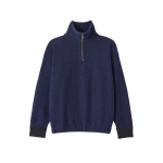Johnstons of Elgin Reel Blue Cashmere Half Zip Jumper | Sweaters | Coveti
