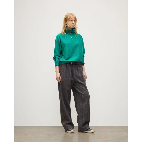 Johnstons of Elgin Reel Green Cashmere Half Zip Jumper