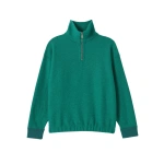 Johnstons of Elgin Reel Green Cashmere Half Zip Jumper | Sweaters | Coveti