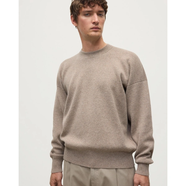 Johnstons of Elgin Relaxed Milano Stitch Light Brown Jumper