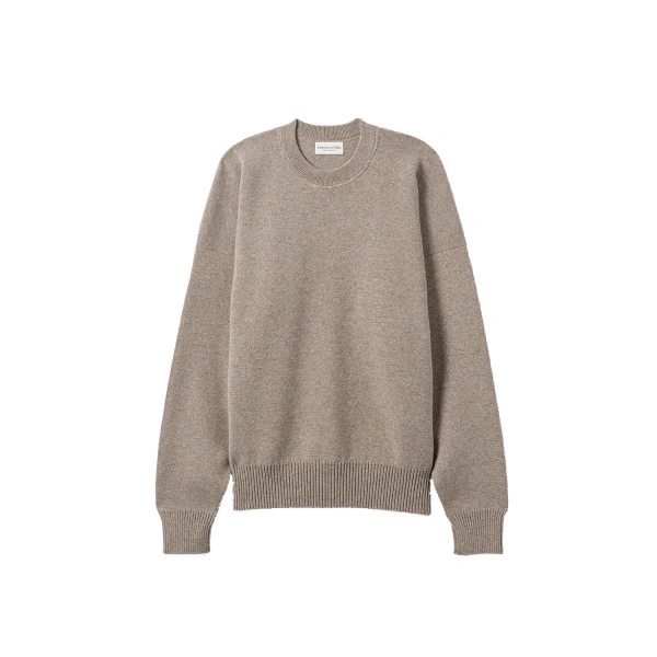 Johnstons of Elgin Relaxed Milano Stitch Light Brown Jumper | Men Knitwear | Coveti