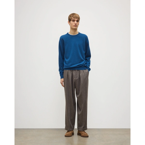 Johnstons of Elgin Reuben Blue Cashmere Crew Jumper