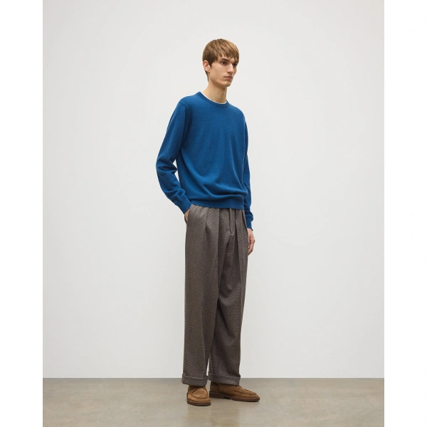 Johnstons of Elgin Reuben Blue Cashmere Crew Jumper