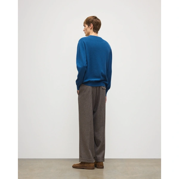 Johnstons of Elgin Reuben Blue Cashmere Crew Jumper