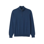 Johnstons of Elgin Reuben Blue Cashmere Zip Neck Jumper | Men Knitwear | Coveti
