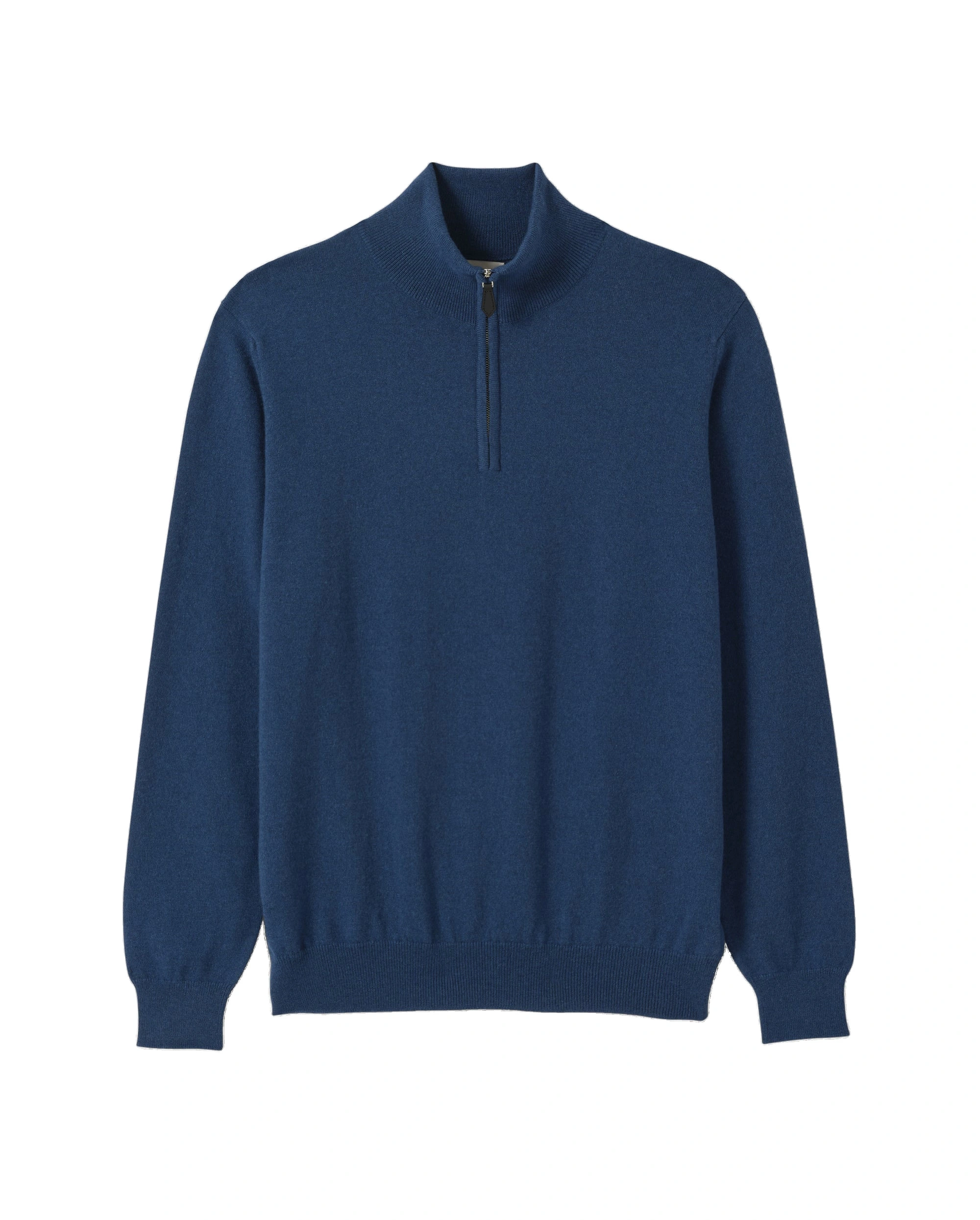 Johnstons of Elgin Reuben Blue Cashmere Zip Neck Jumper Johnstons of Elgin Reuben Blue Cashmere Zip Neck Jumper | Men Knitwear | Coveti