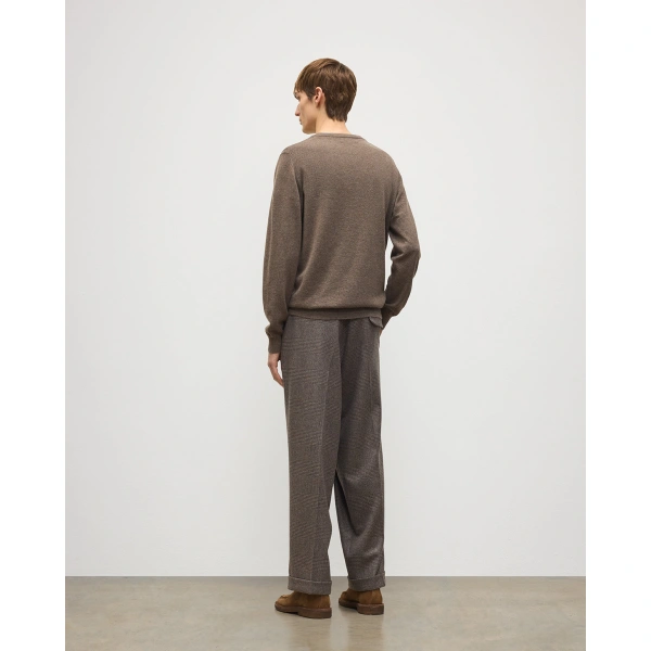 Johnstons of Elgin Reuben Brown Cashmere V Neck Jumper