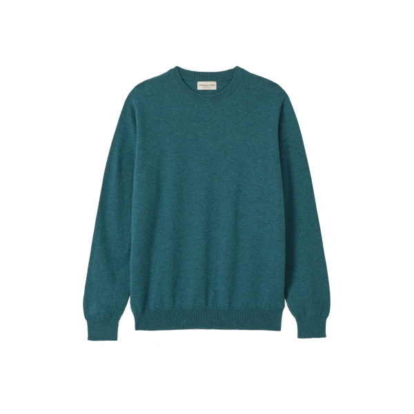 Johnstons of Elgin Reuben Cashmere Crew Jumper in Nouveau Green | Men Knitwear | Coveti