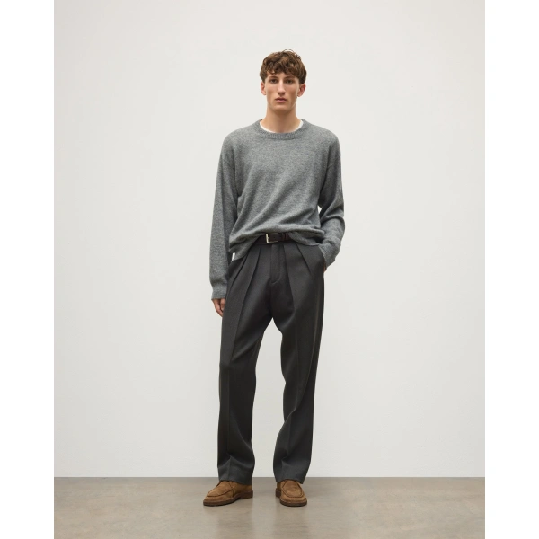 Johnstons of Elgin Reuben Grey Cashmere Crew Jumper