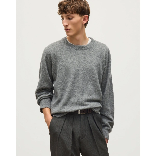 Johnstons of Elgin Reuben Grey Cashmere Crew Jumper