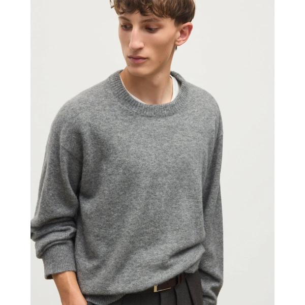 Johnstons of Elgin Reuben Grey Cashmere Crew Jumper