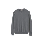 Johnstons of Elgin Reuben Grey Cashmere Crew Jumper | Men Knitwear | Coveti