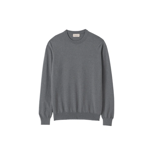 Johnstons of Elgin Reuben Grey Cashmere Crew Jumper | Men Knitwear | Coveti