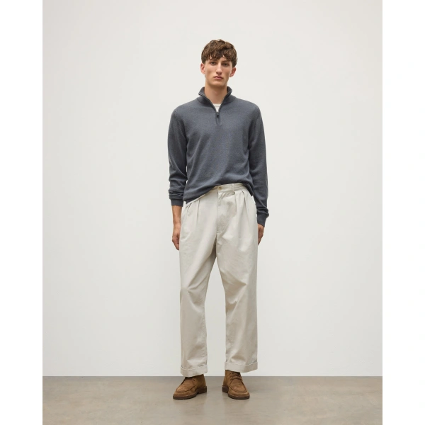 Johnstons of Elgin Reuben Grey Cashmere Zip Neck Jumper