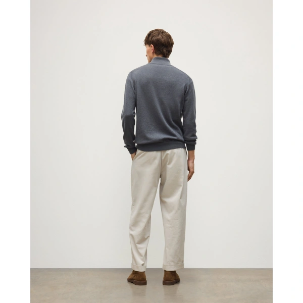 Johnstons of Elgin Reuben Grey Cashmere Zip Neck Jumper