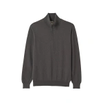 Johnstons of Elgin Reuben Grey Cashmere Zip Neck Jumper | Men Knitwear | Coveti
