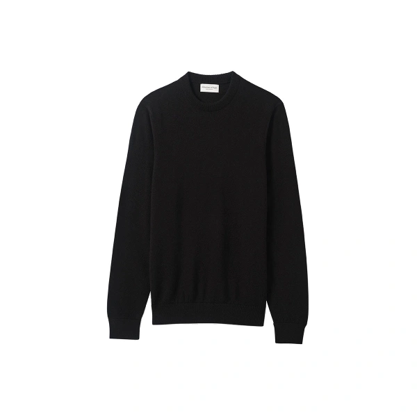 Johnstons of Elgin Rory Black Classic Cashmere Crew Jumper | Men Knitwear | Coveti