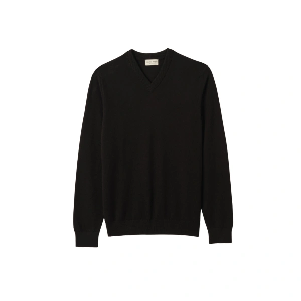 Rory Black Classic Cashmere V-Neck Jumper