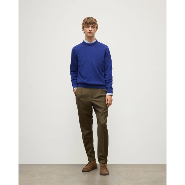 Johnstons of Elgin Rory Blue Classic Cashmere Crew Jumper