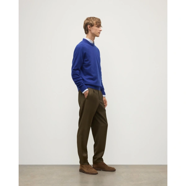 Johnstons of Elgin Rory Blue Classic Cashmere Crew Jumper