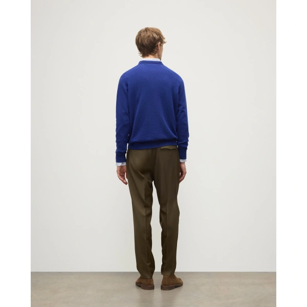Johnstons of Elgin Rory Blue Classic Cashmere Crew Jumper