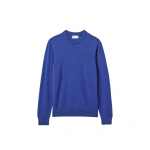 Johnstons of Elgin Rory Blue Classic Cashmere Crew Jumper | Men Knitwear | Coveti