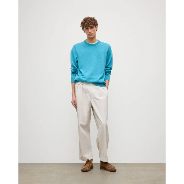 Johnstons of Elgin Rory Bright Blue Classic Cashmere Crew Jumper